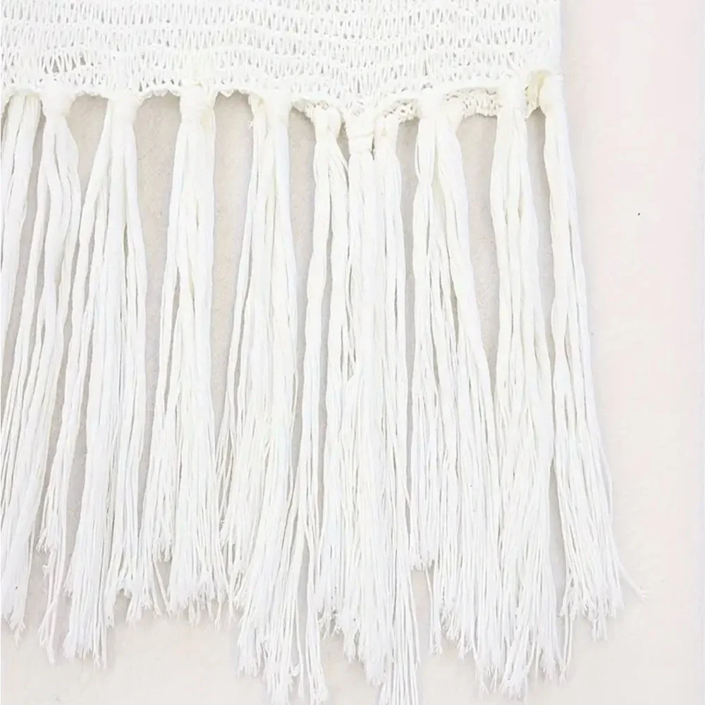 White Knit Fringe Coverup